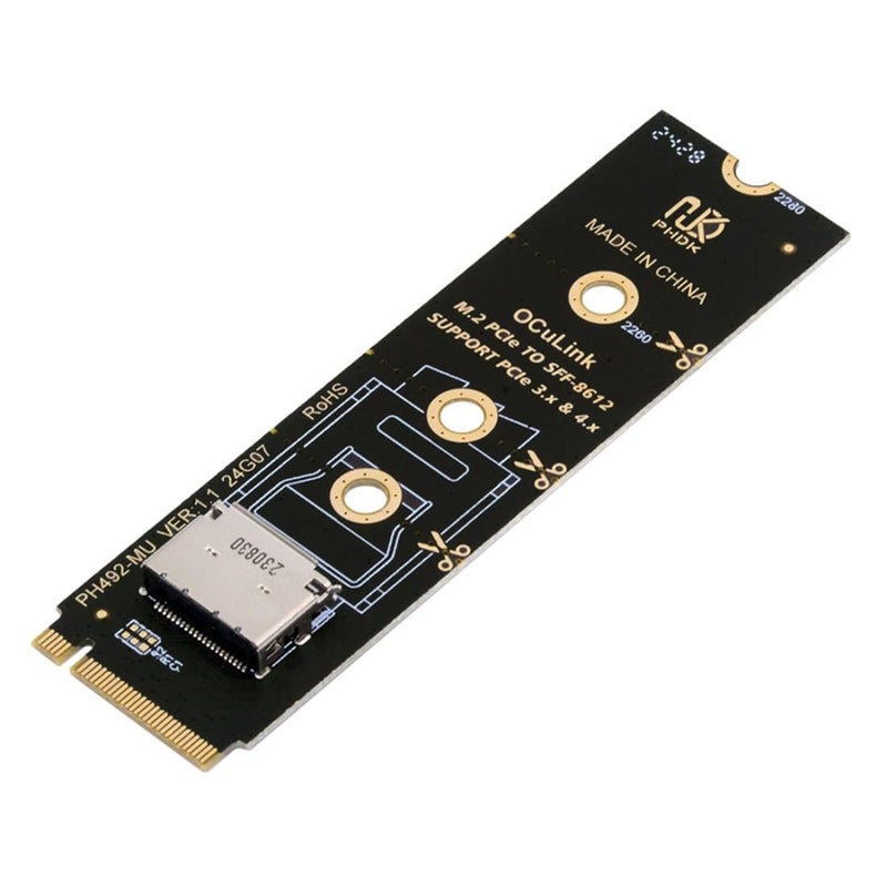 Chenyang Oculink SFF-8612 to PCI-E 4.0 NVME M.2 M-Key Host Adapter Support 2230/2242/2260/2280 for U.2 SSD & eGPU - Image 1